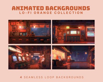 Fondo animado Lofi vtuber twitch stream superposición de contracción lofi acogedor fondo vtuber vaporwave stream superposición fondo naranja lo-fi