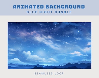 blue animated background vtuber animated twitch overlay blue sky overlay aesthetic twitch background blue animated stream background blue