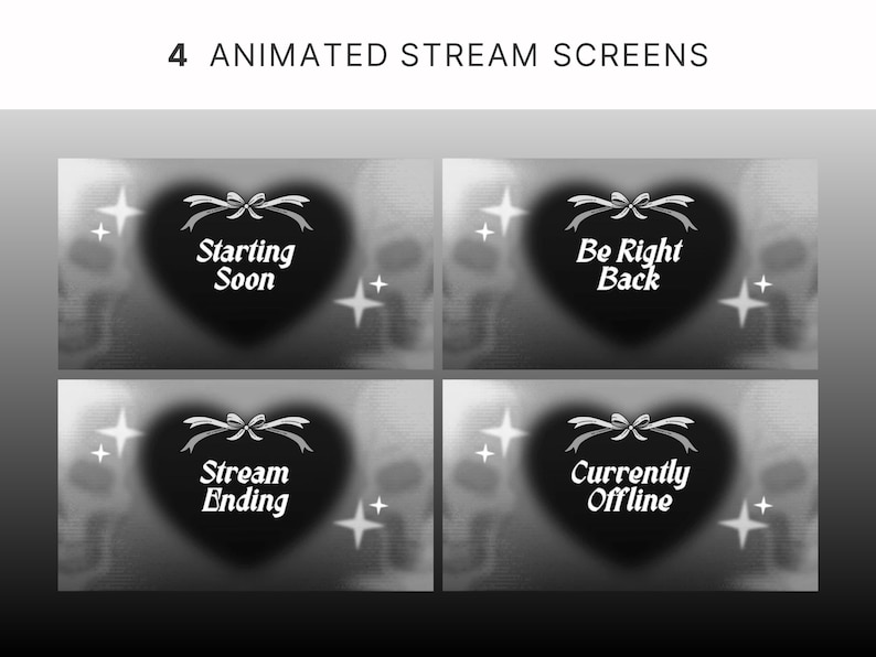 Heart Stream Package Cyber Goth Twitch Overlay Coquette Twitch Pack ...