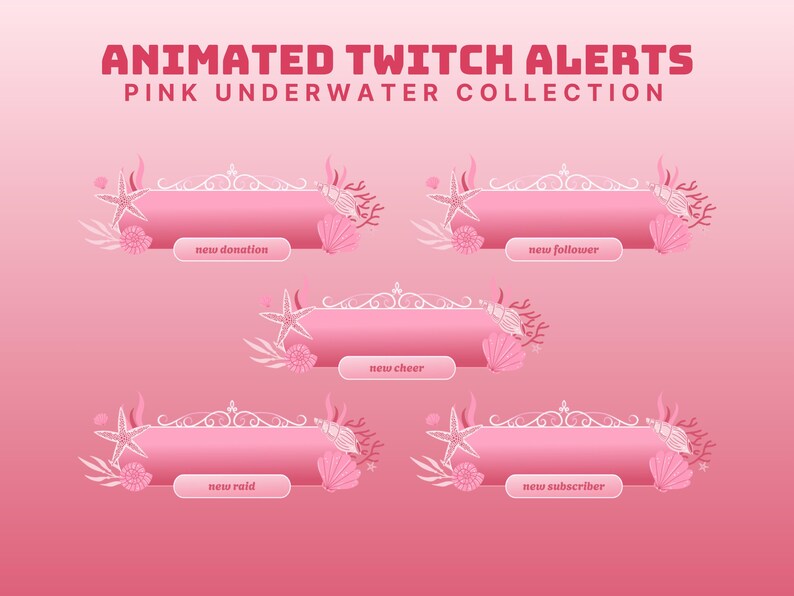 Pink Raid Alert Animated Pink Twitch Alert Underwater Twitch Overlay Animated Summer ...