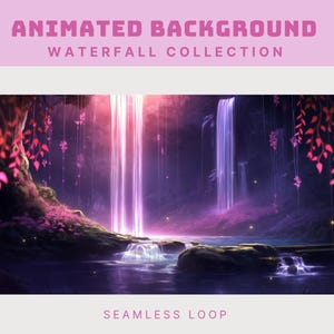 vtuber pink animated background for vtuber background pink waterfall stream background cave pink night overlay pink water stream overlay