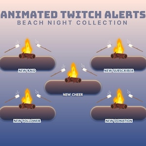 summer twitch alert camping stream alert cozy stream overlay camping overlay twitch cozy vtuber asset animated bonfire alert summer twitch
