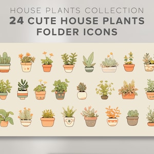 Icônes de dossiers de bureau mignons icônes de plantes d'intérieur icônes bohèmes icônes de dossiers kawaii icônes de dossiers esthétiques paquet d'icônes de dossiers organisateur de bureau
