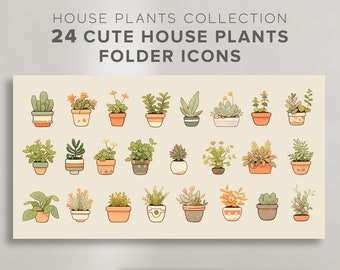 Cute desktop folder icons house plants icons boho icons kawaii folder icons aesthetic folder icons desktop organizer folder icons bundle