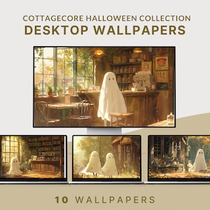 ghost desktop wallpaper autumn desktop wallpaper cottagecore wallpaper fall macbook wallpaper halloween cute ghost background autumn macbook