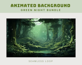 green vtuber background forest twitch overlay animated background cozy stream overlay green twitch overlay cottagecore vtuber overlay twitch