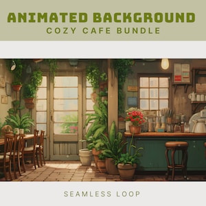 lofi animated background cozy cafe vtuber background cozy twitch overlay lofi cafe background animated vtuber asset ghibli overlay cozy