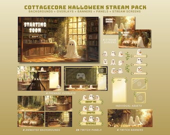 Cozy animated background cottagecore twitch overlay halloween vtuber background cafe stream package cozy overlay lofi background vtuber lofi