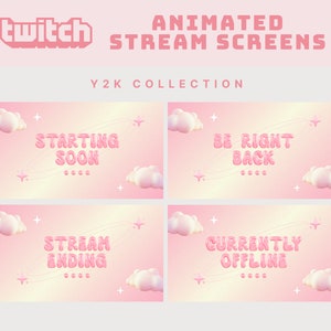 pink twitch overlay y2k animated stream screen gradient twitch overlay pink pastel stream screen twitch panels y2k aesthetic twitch overlay