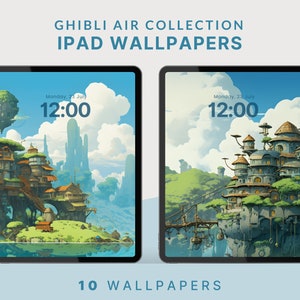studio ghibli inspired ipad wallpaper anime sky wallpaper aesthetic blue tablet wallpaper digital wallpaper ghibli ipad wallpaper ghibli