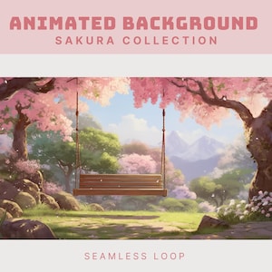 ピンクの vtuber 背景、桜のアニメーション背景、春の twitch オーバーレイ、桜の背景、アニメーション桜オーバーレイ、春の背景