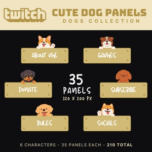 cozy twitch panels dog twitch panels cute twitch panels ghibli stream panels cozy twitch overlay cute dogs overlay yellow twitch panels cute