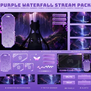 purple stream package cute purple twitch package butterfly twitch overlay cave stream pack purple overlay butterfly animated stream fairy
