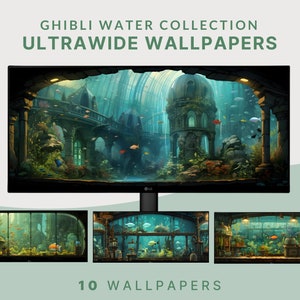 ultrawide wallpaper studio ghibli inspired wallpaper anime ultra wide wallpaper anime desktop wallpaper blue anime wallpaper ultrawide