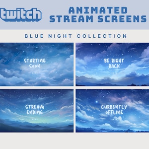 Blue animated stream screen blue sky twitch stream screen blue overlay blue anime stream overlay animated background blue night overlay