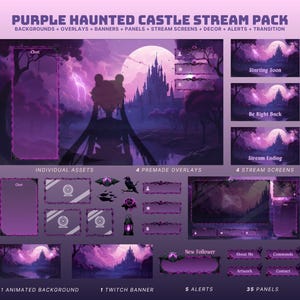 Haunted Castle Stream Paket lila Halloween zucken Paket Gothic Overlay Lila Vampir Stream Paket Vtuber Purple Forest Zeichentrickserie