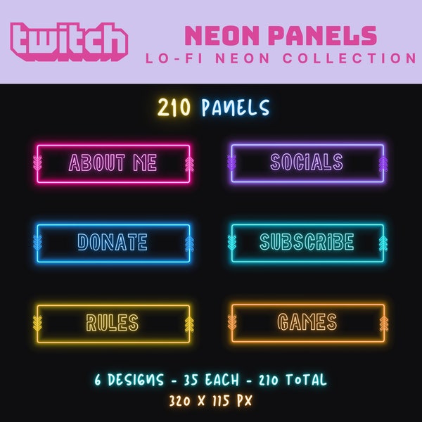 neon twitch panels pink twitch panels purple twitch panels blue twitch panels glowing twitch overlay vaporwave twitch lofi neon twitch panel