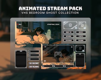 Paquete de imágenes animadas de fantasmas en formato VHS: Superposición de terror retro para Twitch (Descarga digital)