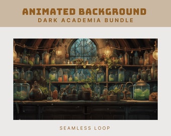 animated vtuber background magic twitch overlay wizard vtuber asset witch twitch overlay dark academia animated stream vtuber goth aesthetic