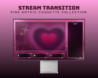 pink heart twitch stinger animated goth overlay cute pink twitch transition coquette overlay cybergoth