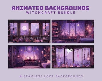 vtuber animated background witch background purple animated background stream animated purple twitch overlay witch animated background goth