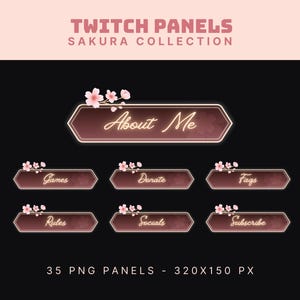 sakura twitch panels spring twitch overlay cherry blossom twitch panels pink stream decor twitch stream panel pink vtuber asset sakura panel