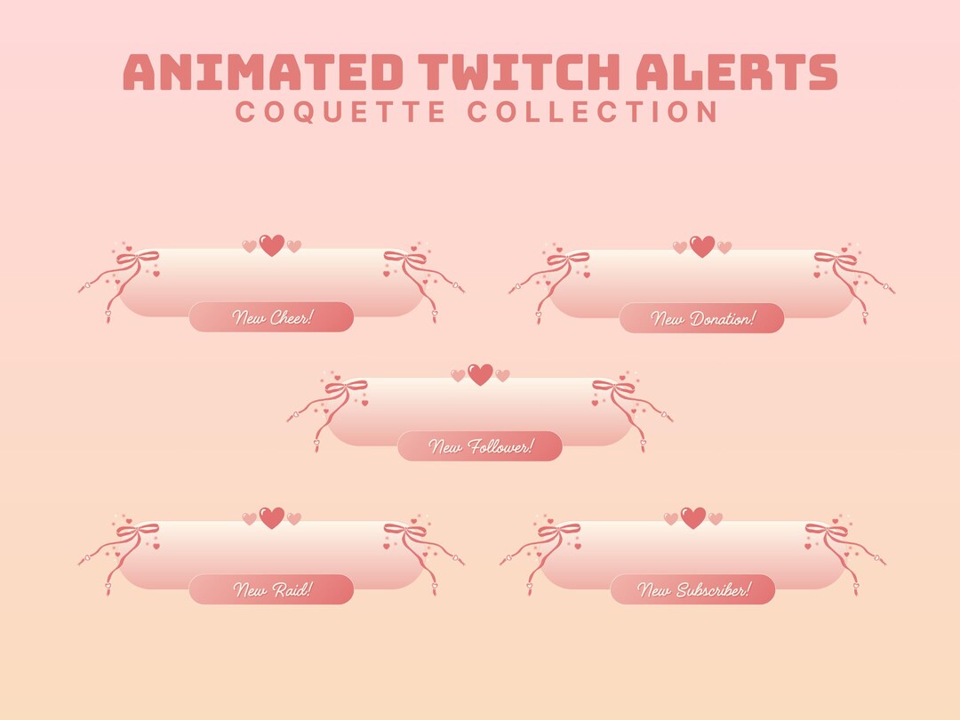 Coquette Twitch Alert Pink Animated Alert Bow Twitch Overlay Ribbon ...
