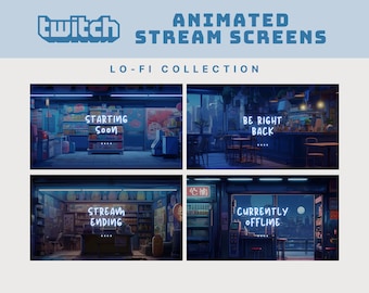 Pantalla de transmisión animada de Lofi pantalla de transmisión de contracción de lofi azul superposición de contracción de anime superposición de ondas de vapor fondo animado superposición de anime de lofi