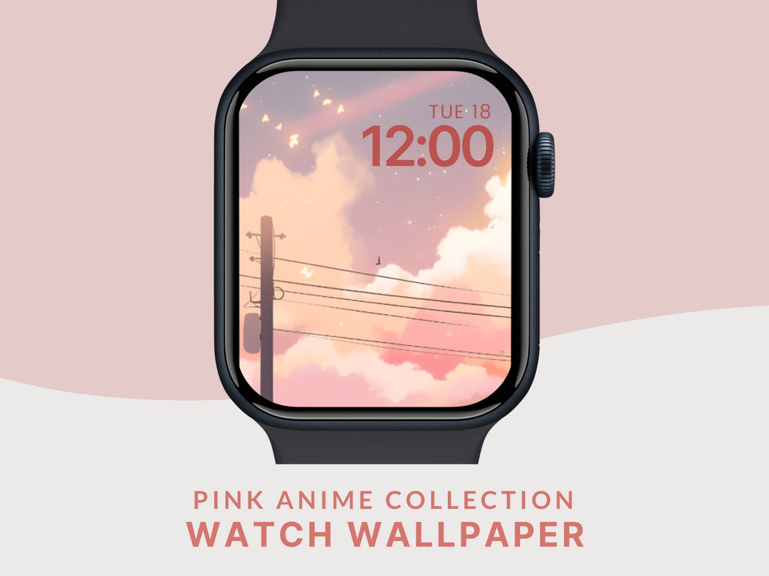 Pink Anime Watch Face Wallpaper Pastel Sky Apple Watch Wallpaper Cute ...