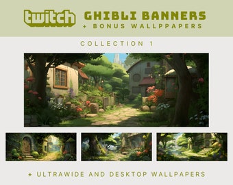 Ghibli twitch stream banner anime twitch banner studio ghibli inspired stream banner cute ultrawide wallpaper anime desktop wallpaper mac