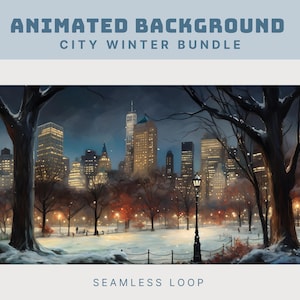 animated christmas background vtuber winter overlay twitch vtuber winter animated background city winter scene cozy christmas twitch overlay