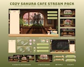 Cozy cafe stream package lofi twitch overlay cozy stream overlay animated cafe vtuber background sakura twitch stream spring twitch pack