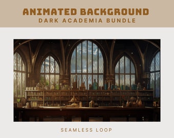 wizard vtuber background dark academia animated overlay twitch witch background school vtuber overlay twitch wizard overlay goth aesthetic