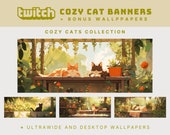 cats twitch banner cottagecore twitch overlay cozy cats twitch banner aesthetic plants overlay cats ghibli twitch banner cozy plants overlay