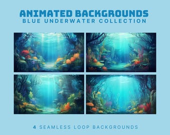 ocean animated background water vtuber background sea animated stream background blue twitch background summer twitch overlay underwater