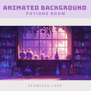 animated background witch vtuber animated stream purple twitch stream apothecary background witch animated background witch overlay