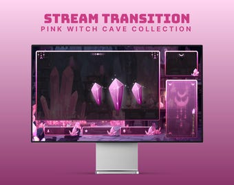 pink stream stinger witchy animated twitch transition pink crystal overlay cozy cave twitch stinger for streamers and vtuber animated gem