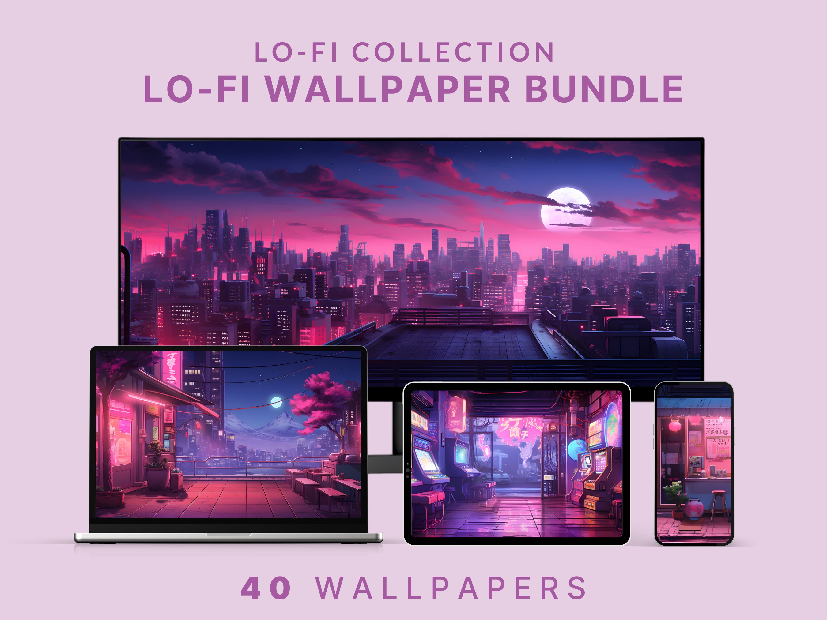 Lofi Wallpaper Pink Anime Desktop Wallpaper Vaporwave Wallpaper Lofi ...