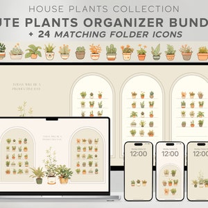 Cute desktop icons house plants folder icons minimalist wallpaper desktop organizer aesthetic beige wallpaper affirmation quotes wallpaper