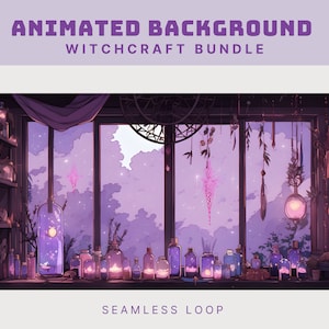 purple animated background vtuber animated background witch animated background stream animated purple twitch overlay witch animated stream