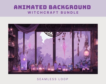 purple animated background vtuber animated background witch animated background stream animated purple twitch overlay witch animated stream