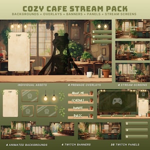 Plano de fundo animado aconchegante lofi café vtuber fundo café stream pacote aconchegante twitch sobreposição lofi fundo vtuber ativo animado ghibli