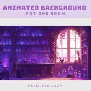 witch animated background vtuber animated background purple twitch stream apothecary background witch animated background witch overlay