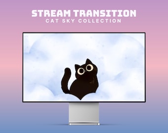 cozy twitch transition cat twitch stinger animated cat stream overlay cozy sky animated stinger obs twitch transition black cat animated