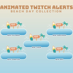 summer twitch alert beach animated alert cute beach twitch overlay animated summer stream alert ball twitch overlay beach vtuber asset