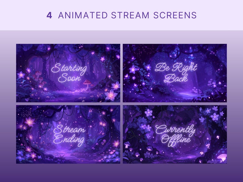 Purple Forest Stream Package Cozy Twitch Overlay Witch Forest Stream ...