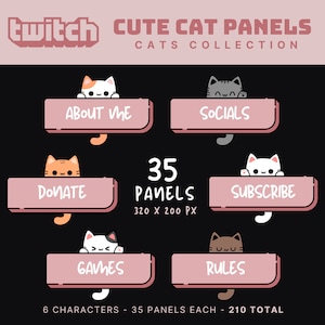 pink twitch panels cat twitch panels cute twitch panels pink stream panels pink twitch overlay cute cats overlay kawaii twitch panels cats