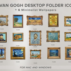 Van Gogh desktop folder icons aesthetic desktop organizer desktop icons for mac and pc fine art wallpaper vintage desktop icons