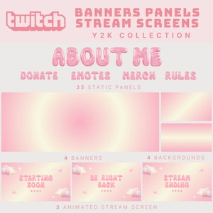 pink twitch overlay y2k twitch aesthetic pink twitch panels cute pink twitch banner retro twitch overlay  pastel twitch panel overlay y2k