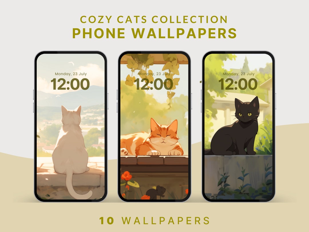 Cozy Cat iPhone Wallpaper Cute Cats Anime Phone Wallpaper Cottagecore ...